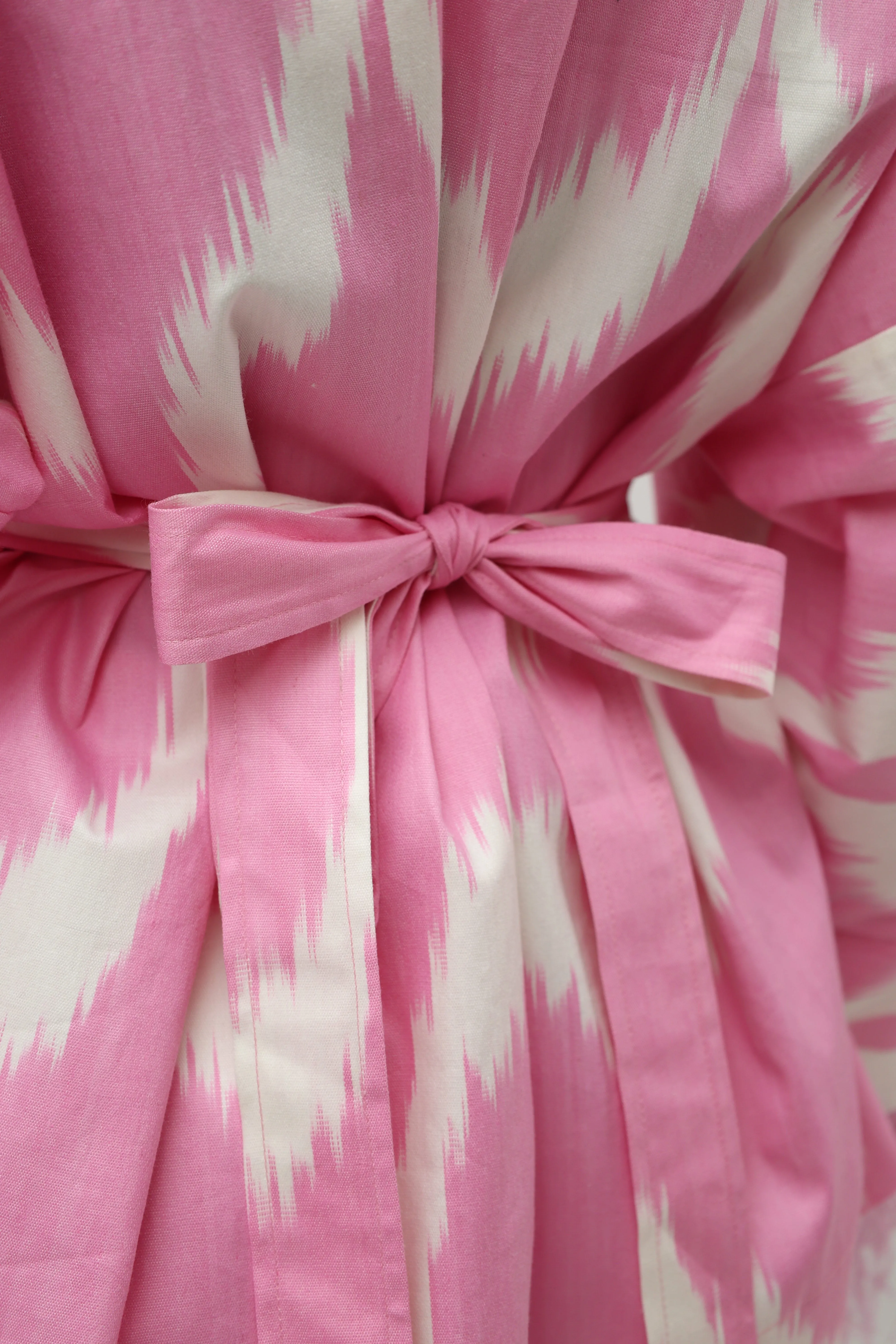 100% Cotton Pink Mini Kimono With Feathers