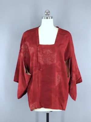 1960s Vintage Michiyuki Kimono Jacket / Marsala Shibori Clouds