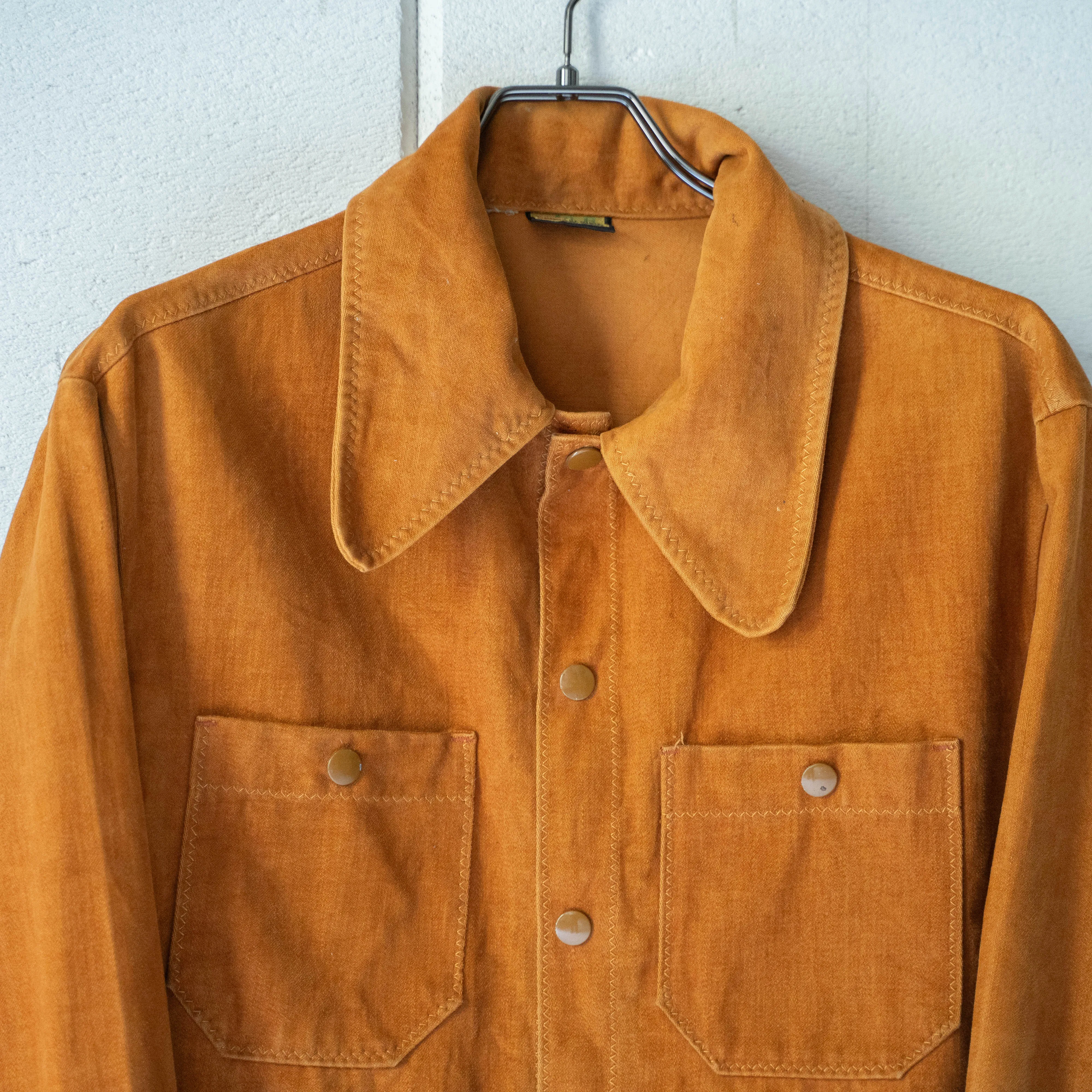 1970-80s USA? orange color cotton satin trucker jacket