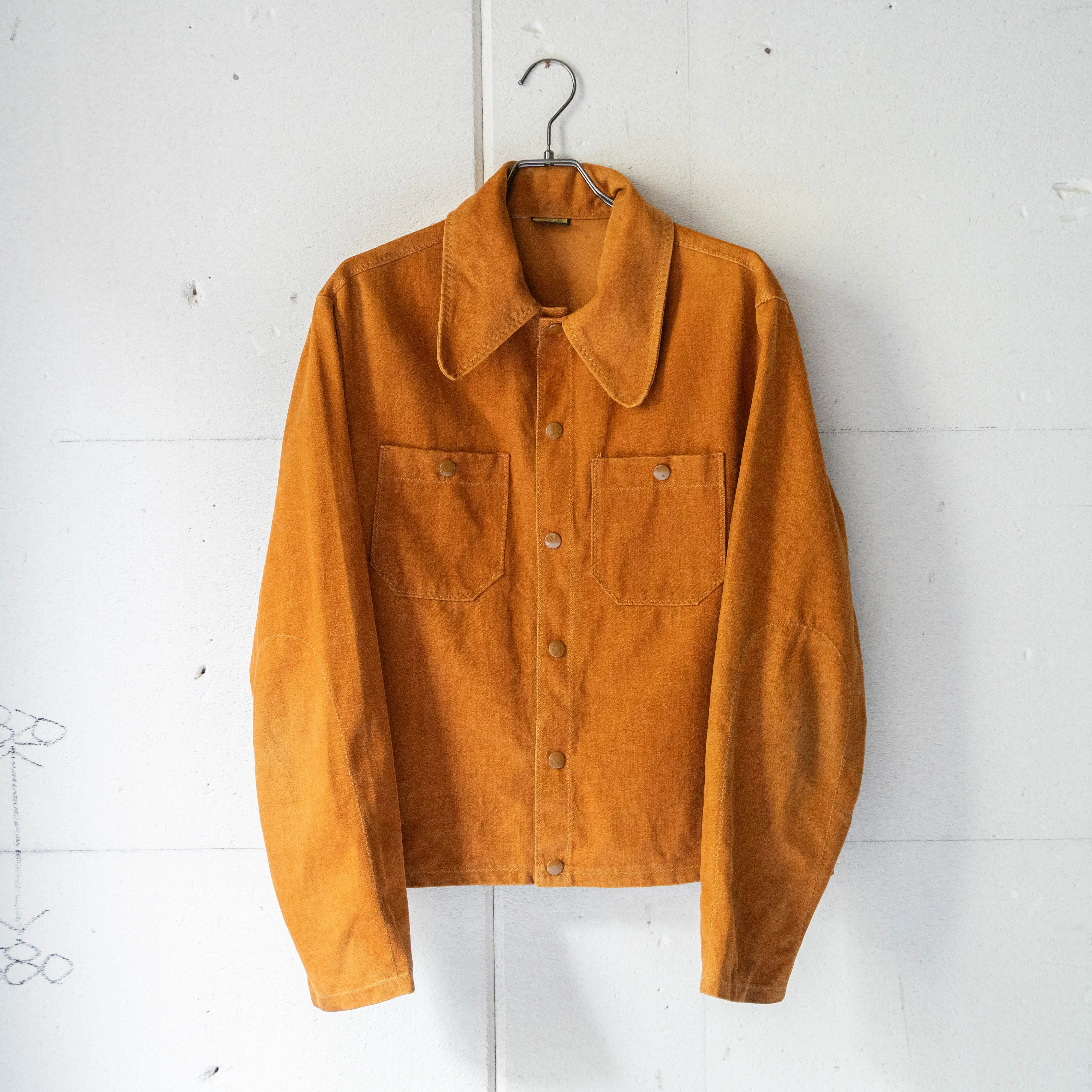 1970-80s USA? orange color cotton satin trucker jacket