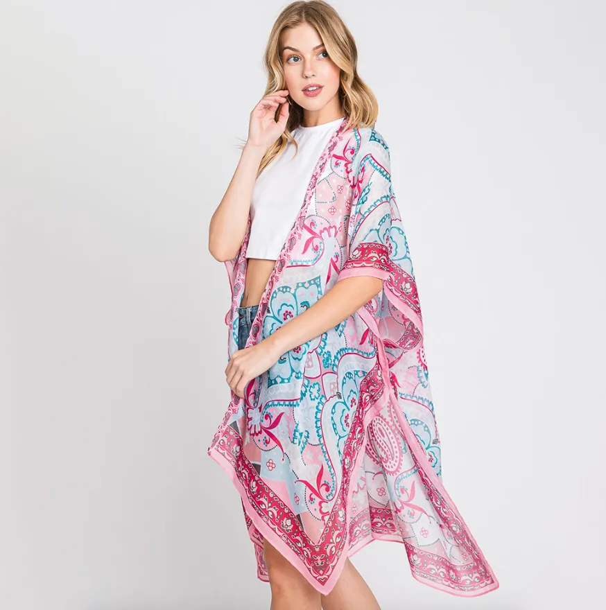 Abstract Paisley Print Kimono (2 colors)