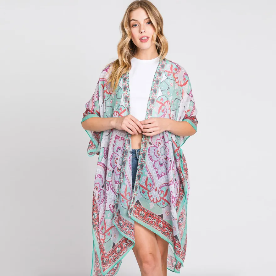 Abstract Paisley Print Kimono (2 colors)