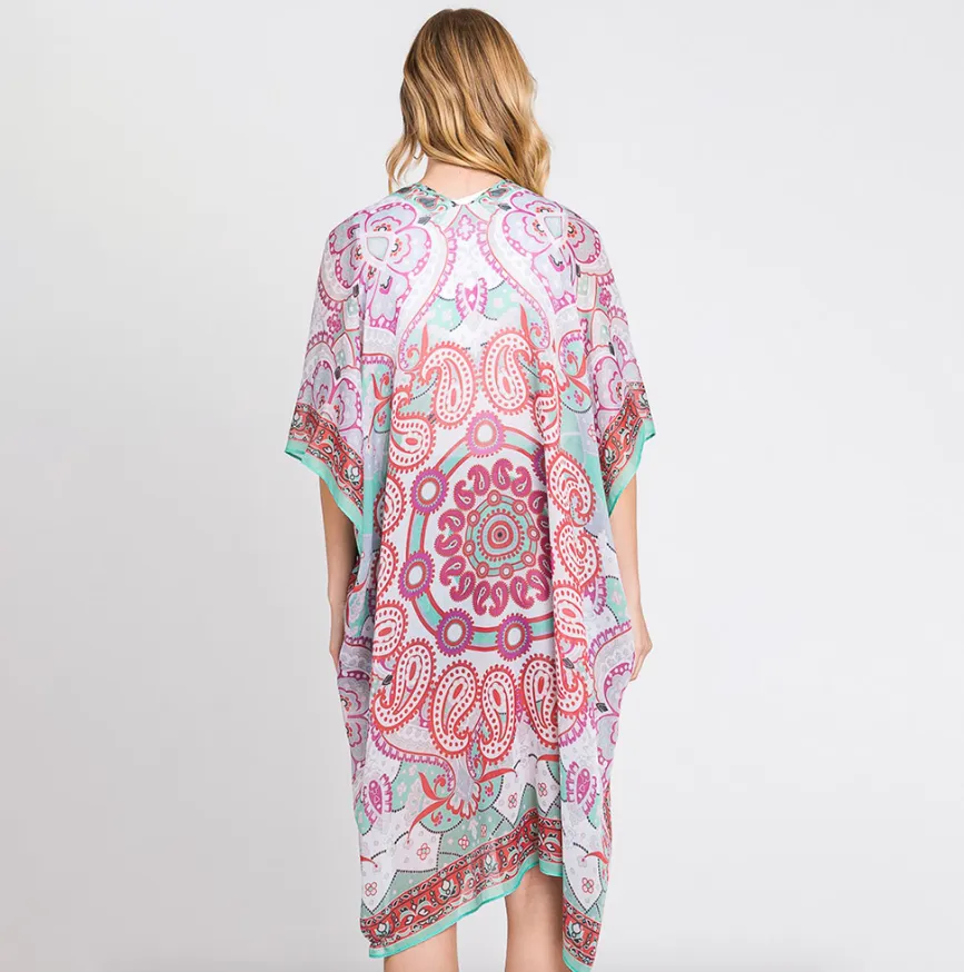 Abstract Paisley Print Kimono (2 colors)