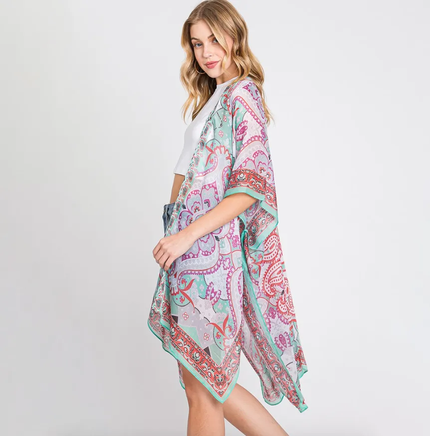 Abstract Paisley Print Kimono (2 colors)