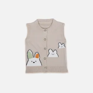 Adorable Bunny Knitted Vest for Kids - Grey Elegance