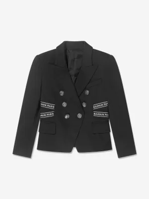 Balmain Girls Double Breasted Blazer in Black