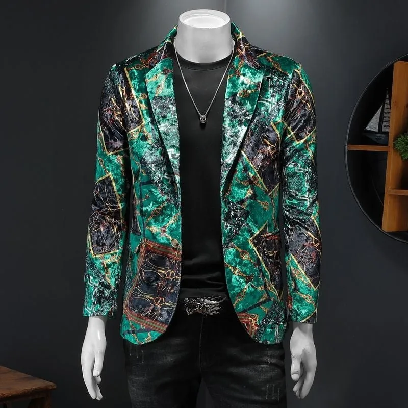 Baroque Retro Impressionism Print Blazers