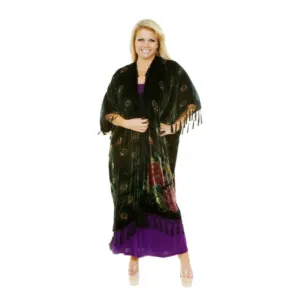 Black Anthea Peacock Kaftan Kimono