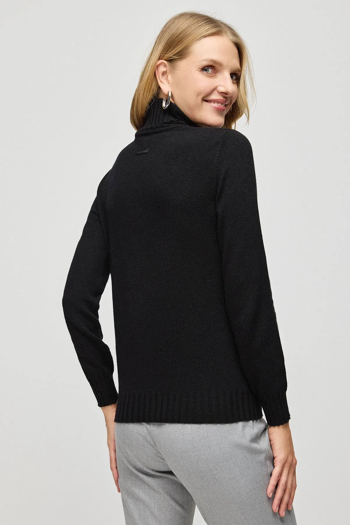 Black Pure Cashmere Ava Turtleneck Women's Sweater