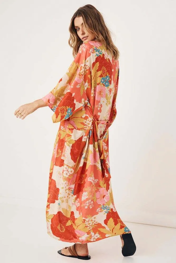 Bohemian Kimono, Vintage Bohemian Kimono Ladies V Neck Batwing Sleeves Boho Robe Bikini Cover-up