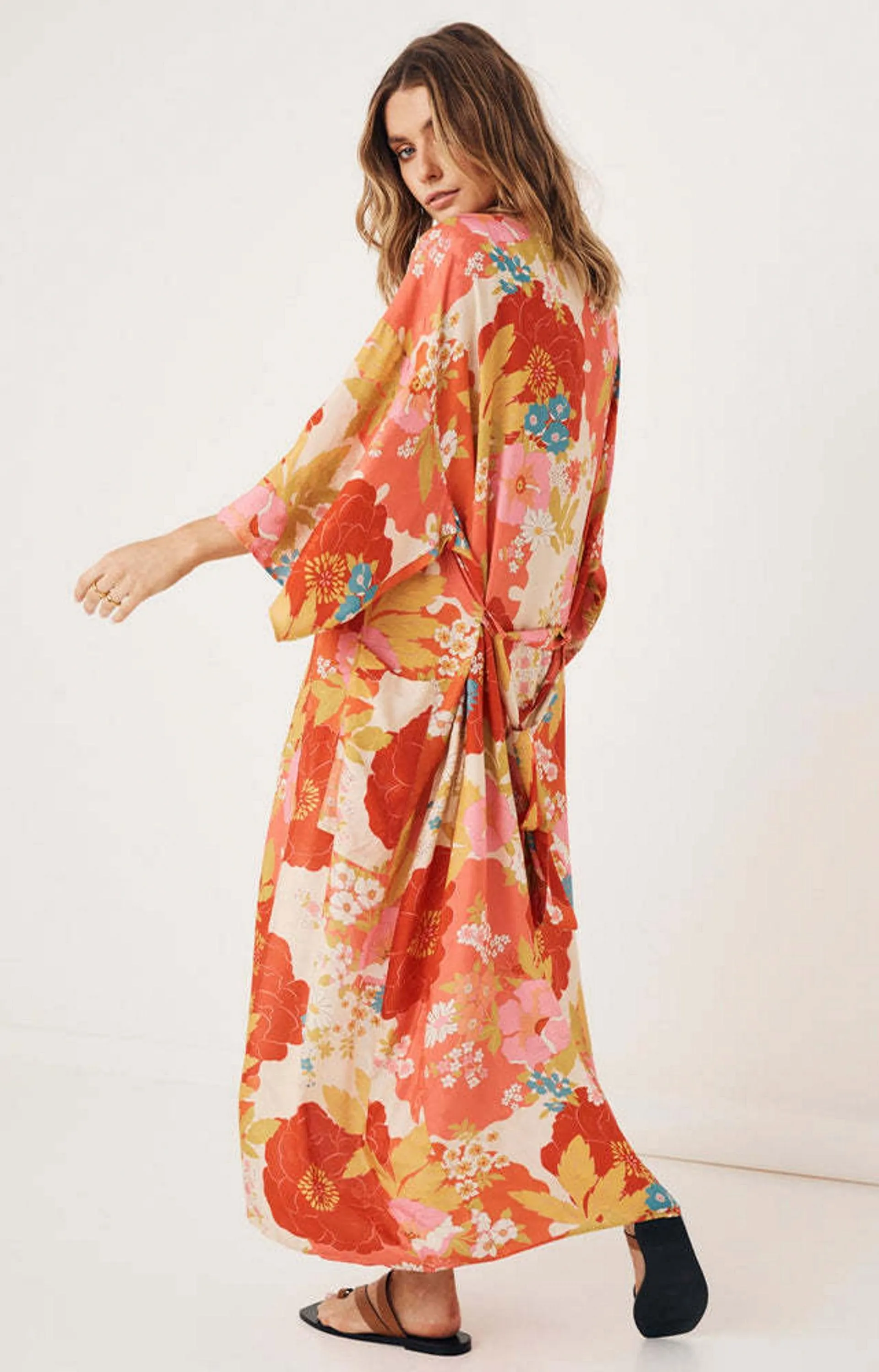 Bohemian Kimono, Vintage Bohemian Kimono Ladies V Neck Batwing Sleeves Boho Robe Bikini Cover-up