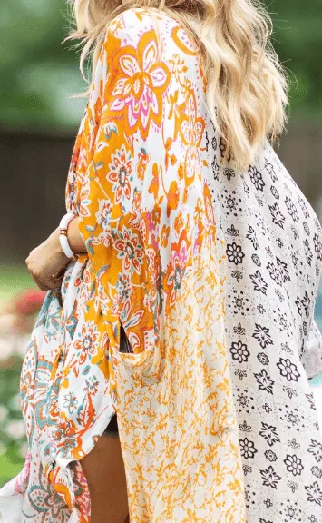 Boho Floral Tile Kimono