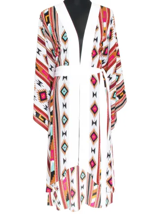 Boho - Maroon Navajo Kimono (Off-White)