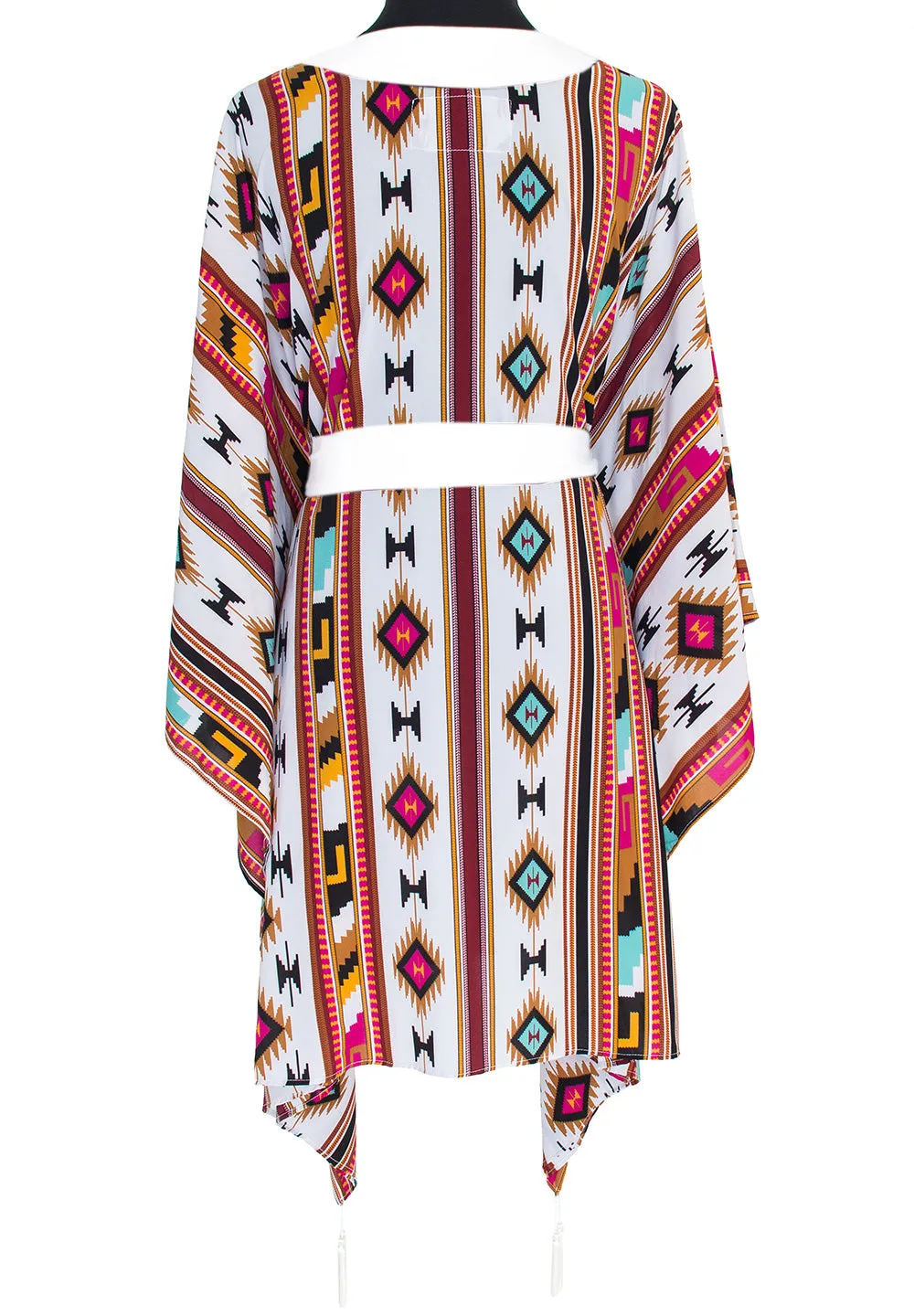 Boho - Maroon Navajo Kimono (Off-White)