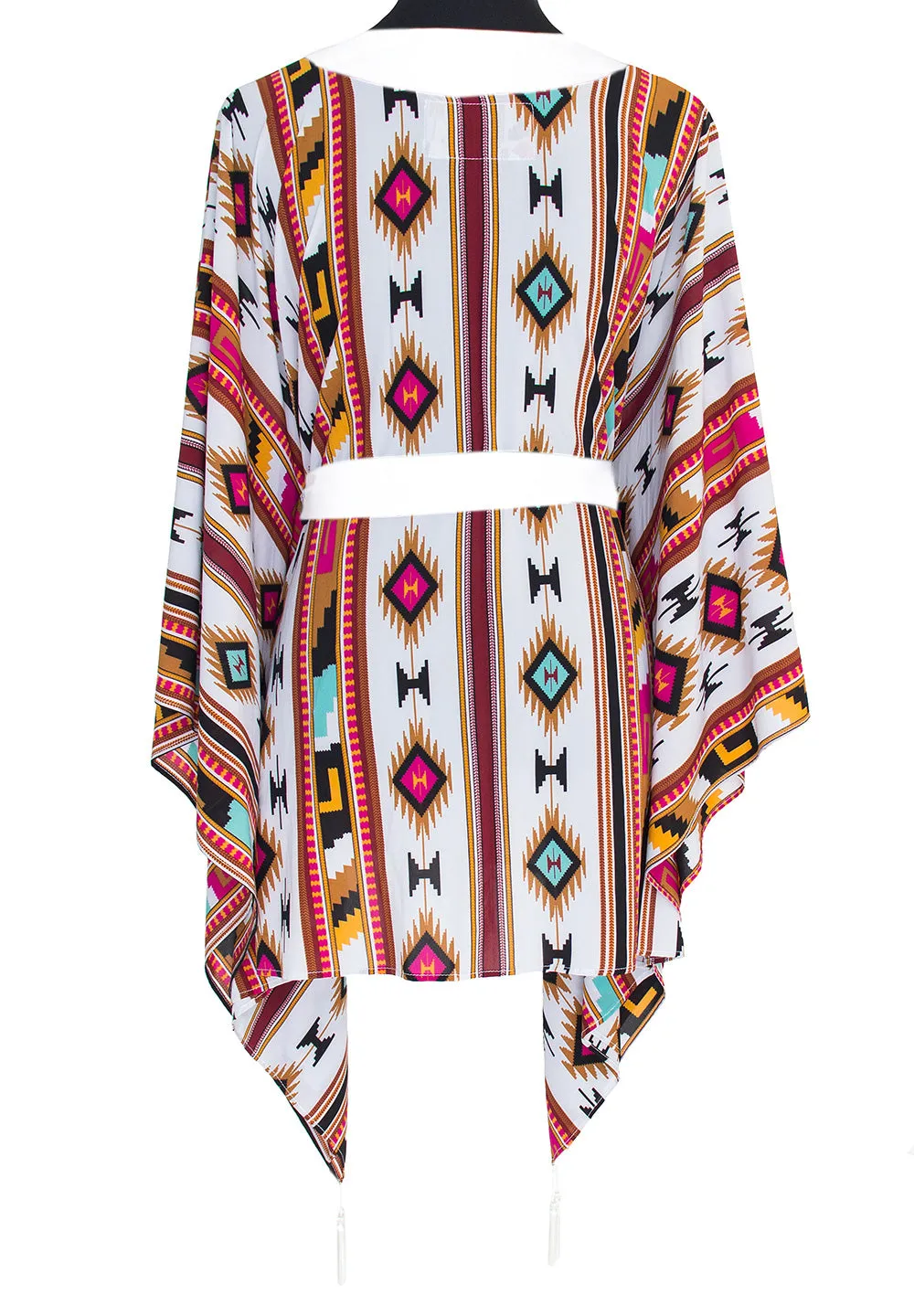 Boho - Maroon Navajo Kimono (Off-White)