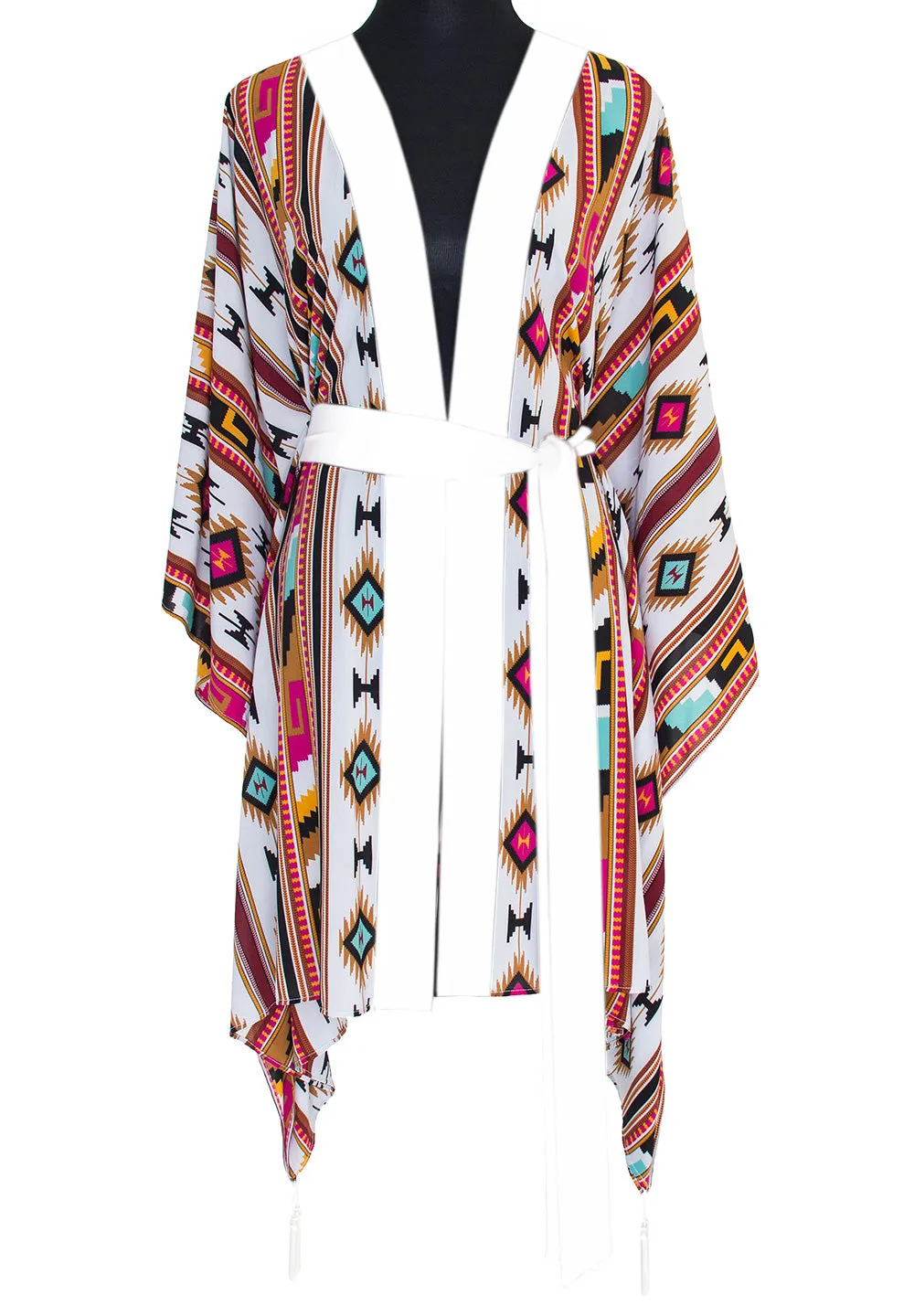 Boho - Maroon Navajo Kimono (Off-White)