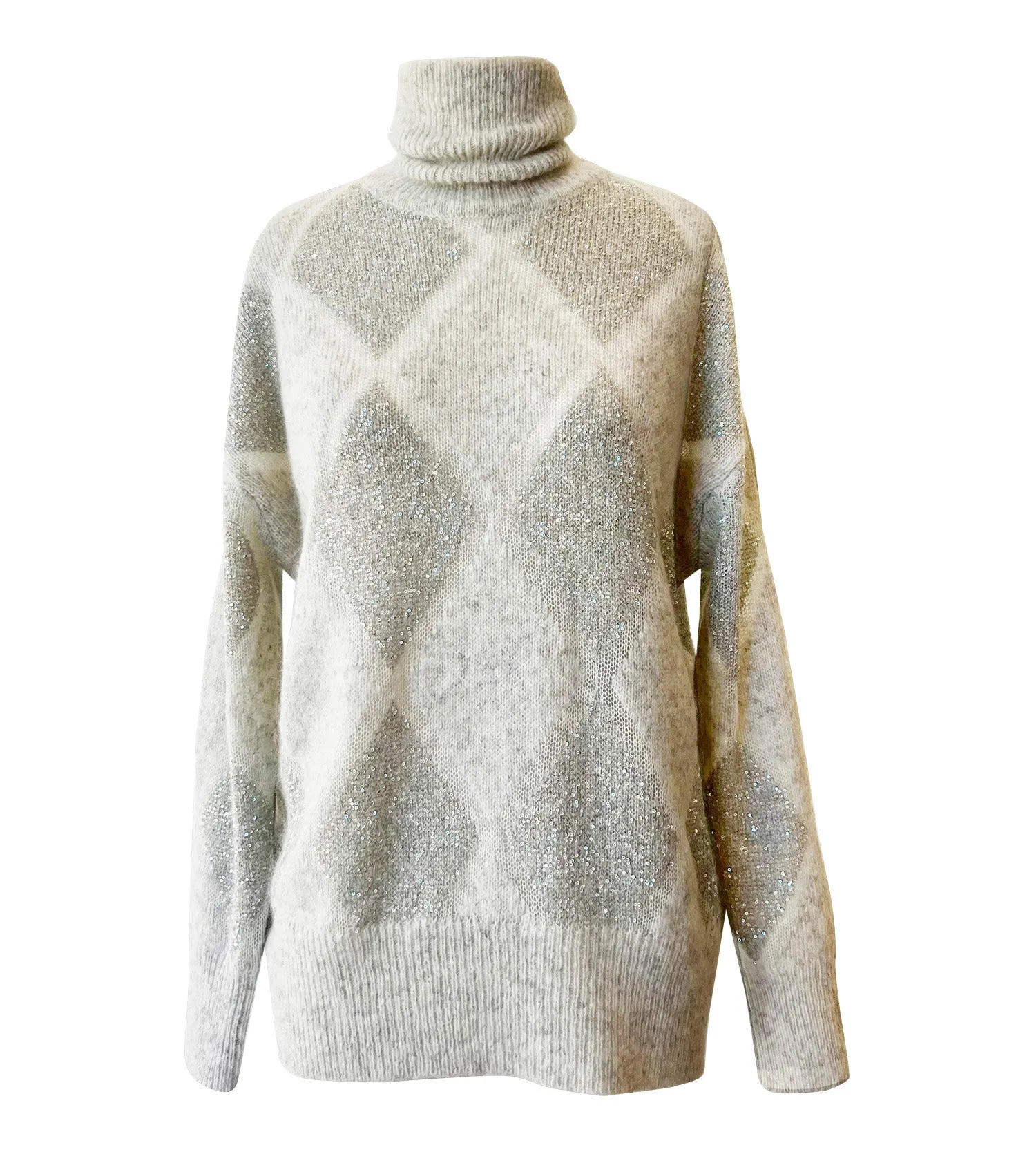 BRUNELLO CUCINELLI Pailette Argyle Turtleneck