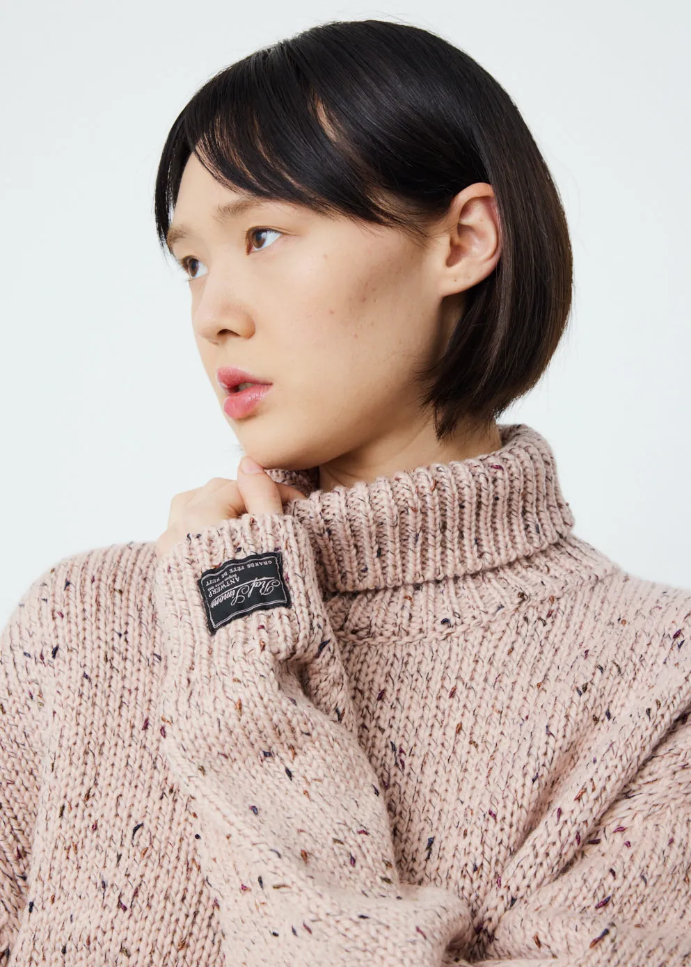 Bulky Sweater with Wide Loose Turtleneck