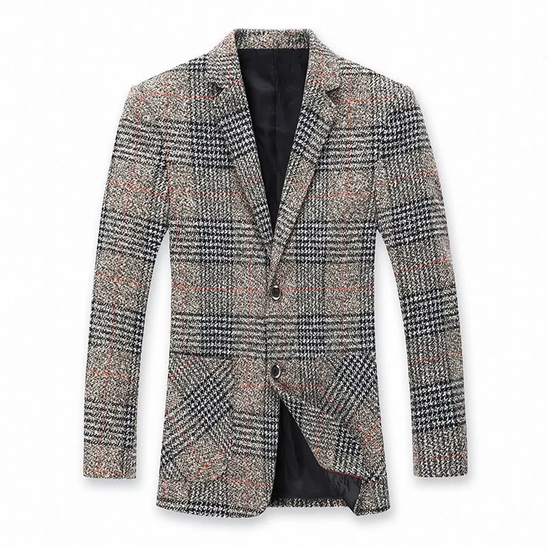 Classic Double Button Style Plaid Blazer