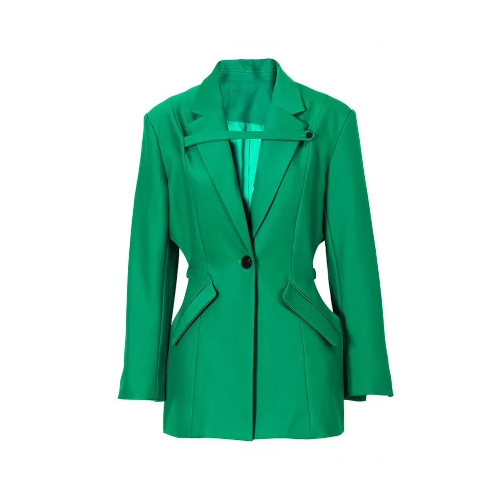 Classy Spliced Single Button Slimming Blazer