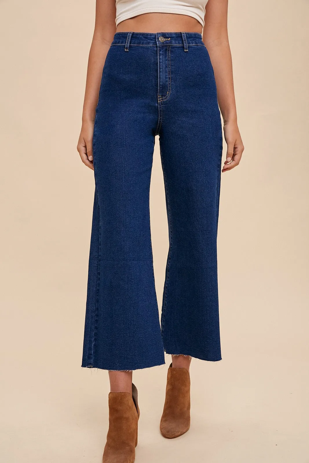 Codi Stretch High Rise Wide Leg Cropped Jeans