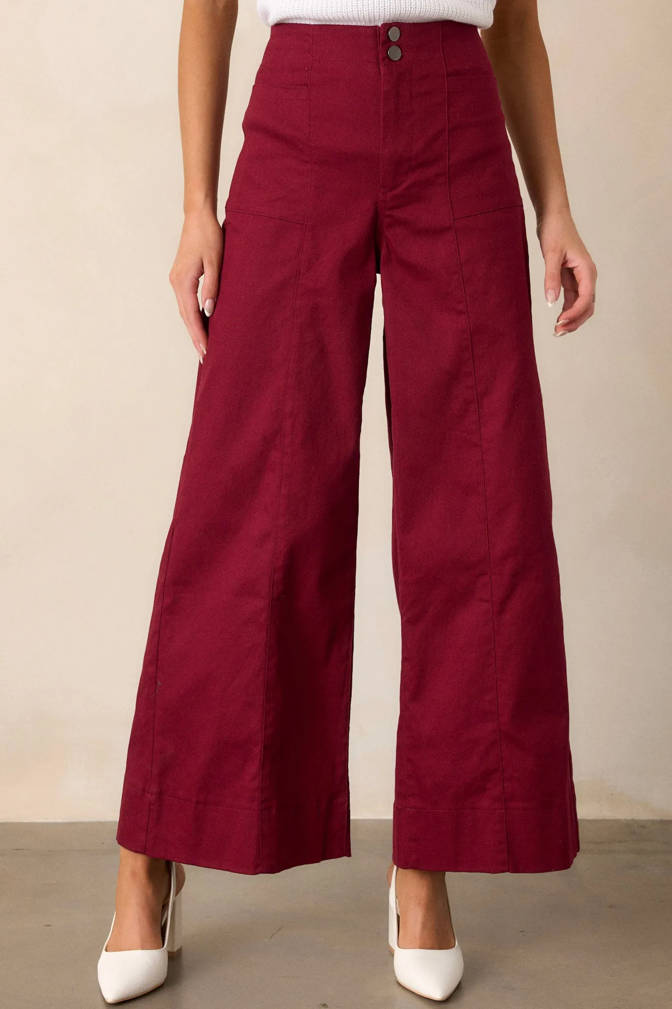 Daylight Glimmer Burgundy Wide Leg Pants