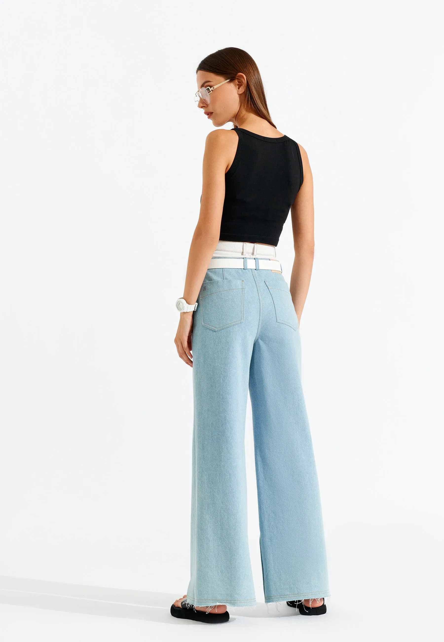 Double Waist Wide Leg Jeans