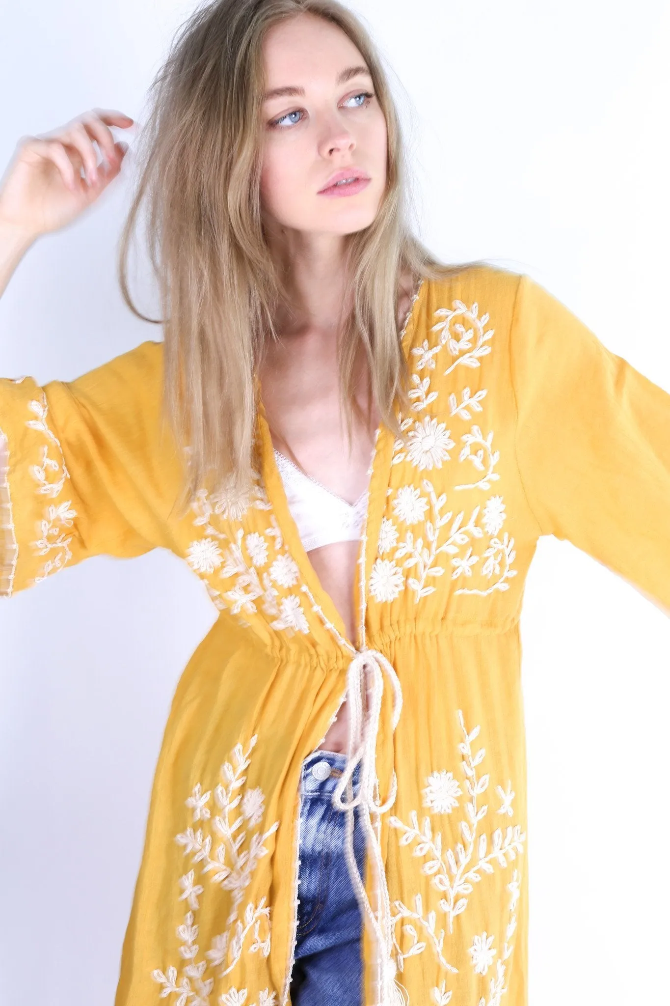 EMBROIDERED KIMONO DUSTER CALIFORNIA LOVE MIA