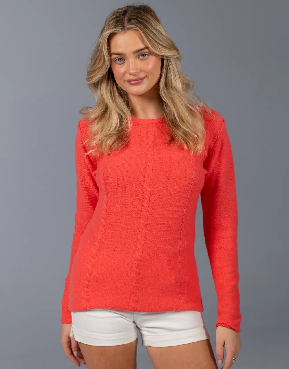 Everyday Cable Sweater in Coral