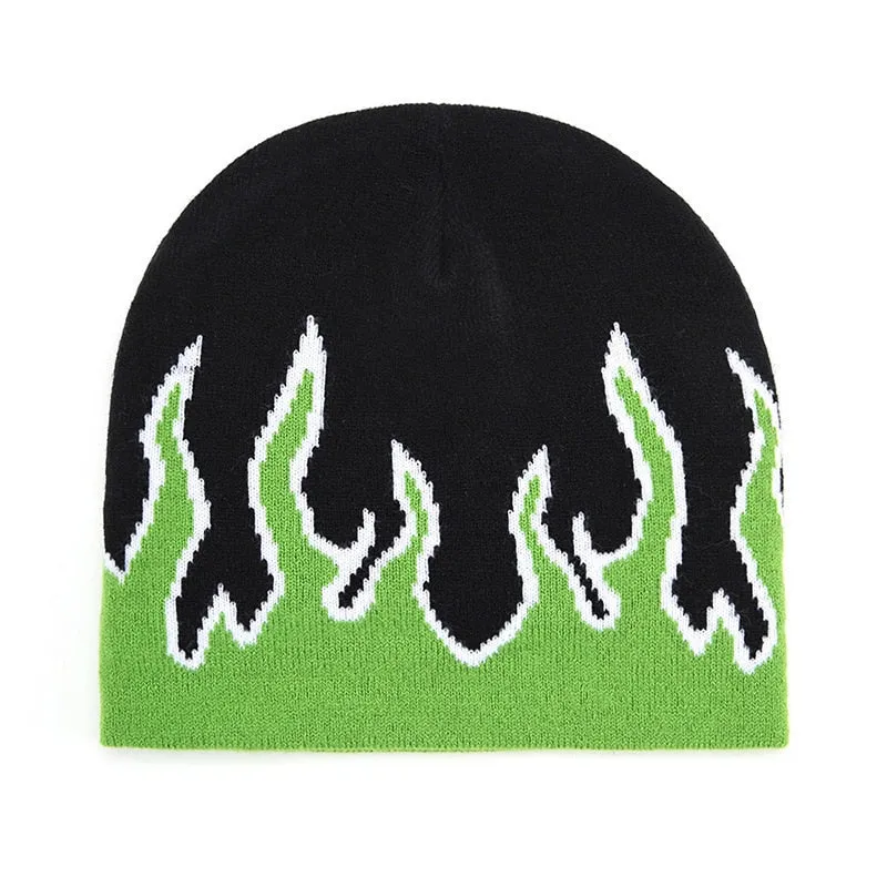 Flame Print Y2K Beanie