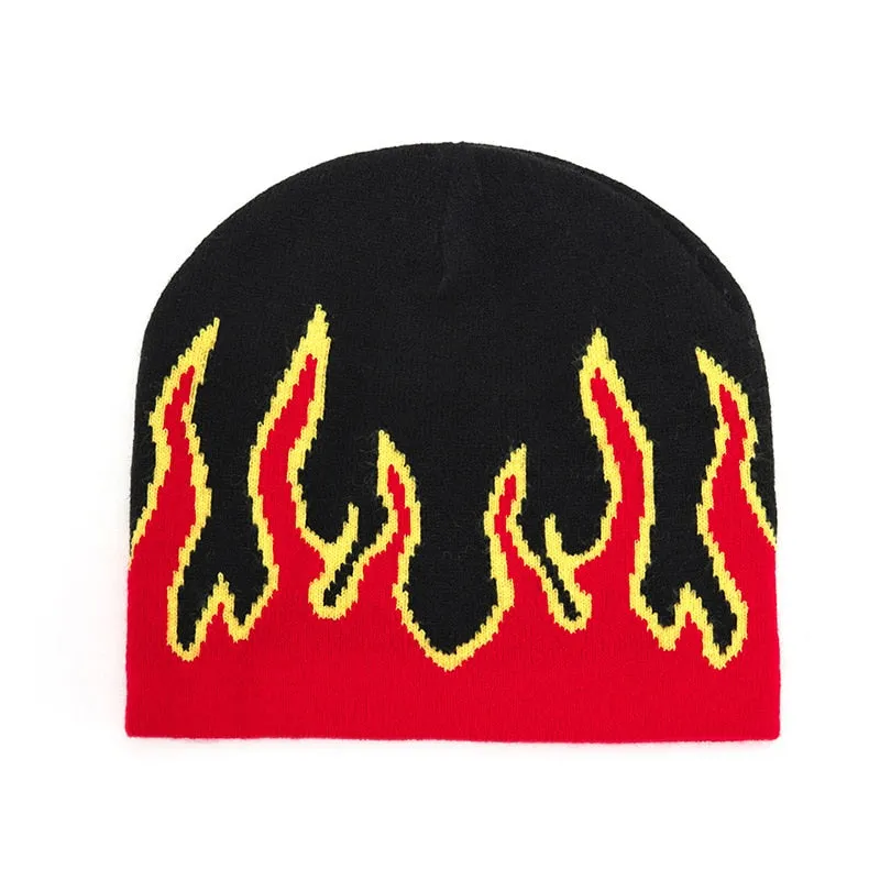 Flame Print Y2K Beanie