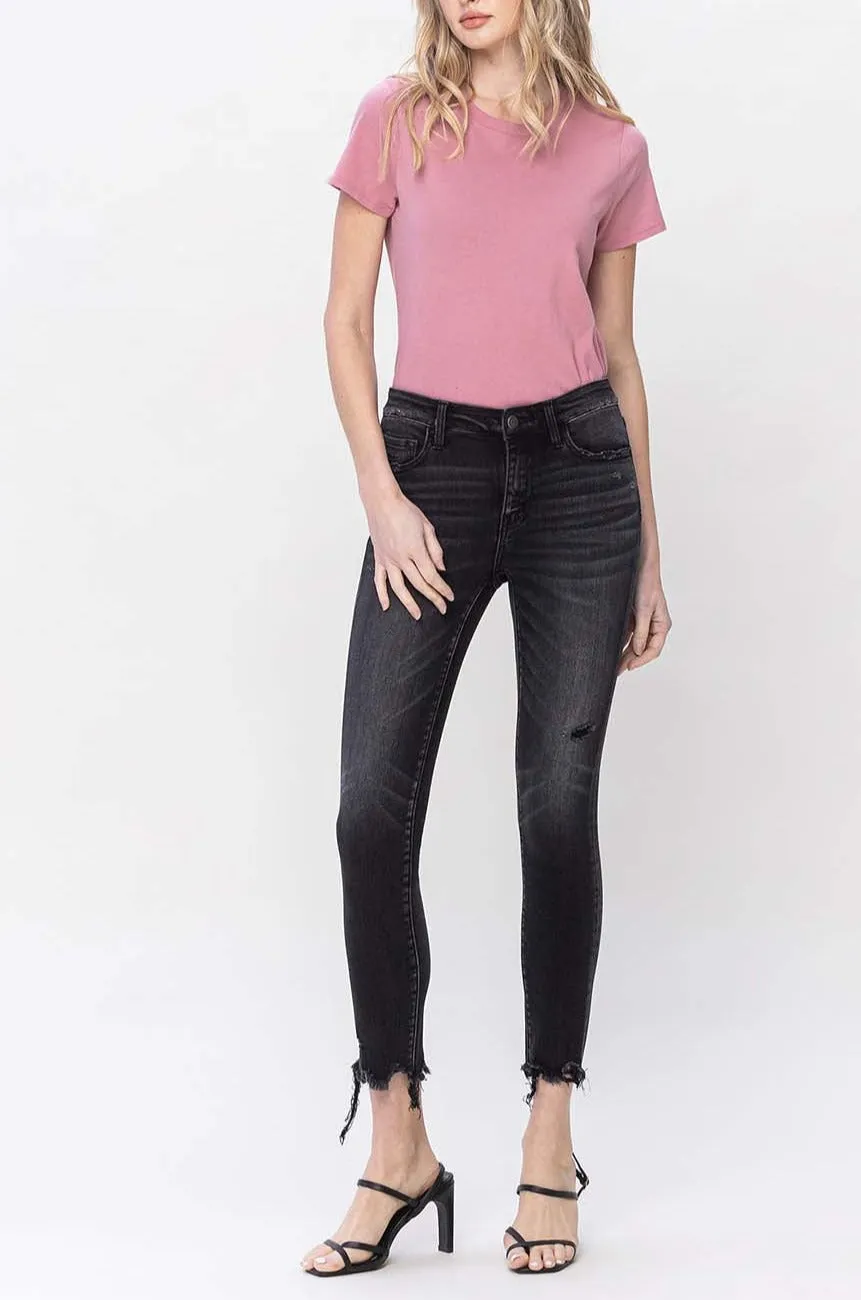 Flying Monkey - Mid Rise Crop Destroyed Hem Skinny Jeans - F5294A