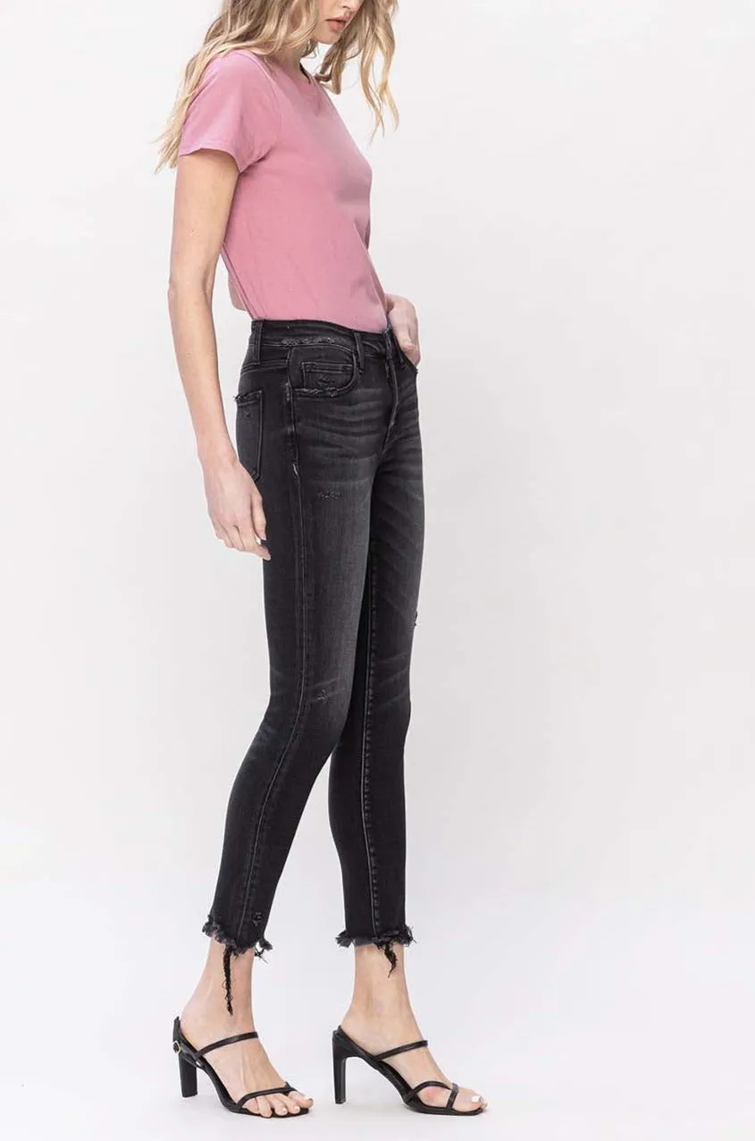 Flying Monkey - Mid Rise Crop Destroyed Hem Skinny Jeans - F5294A