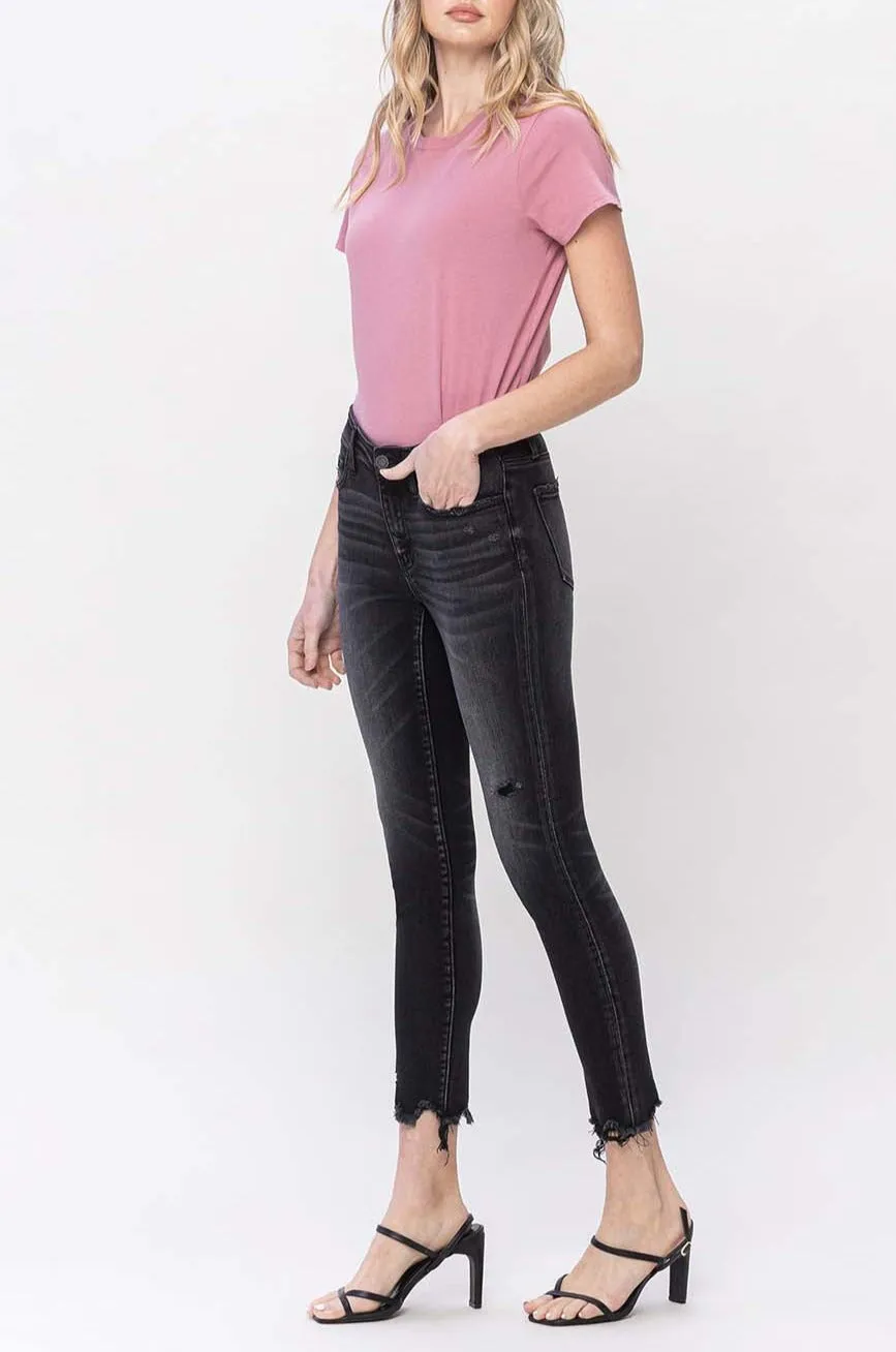 Flying Monkey - Mid Rise Crop Destroyed Hem Skinny Jeans - F5294A