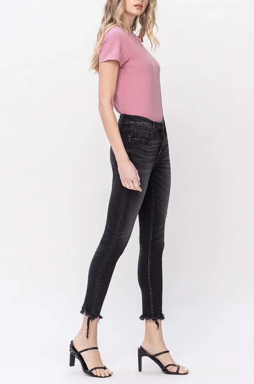 Flying Monkey - Mid Rise Crop Destroyed Hem Skinny Jeans - F5294A