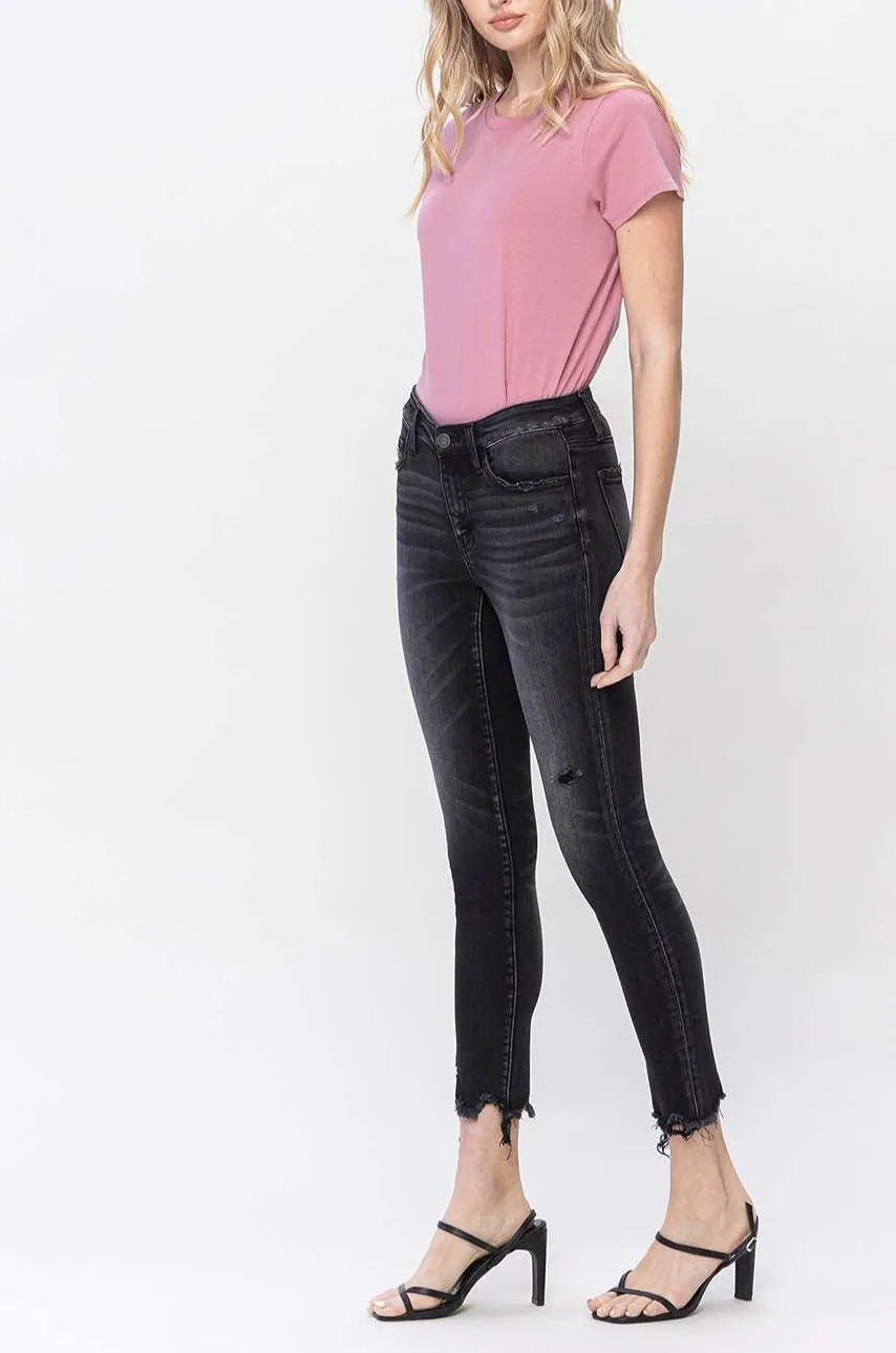 Flying Monkey - Mid Rise Crop Destroyed Hem Skinny Jeans - F5294A