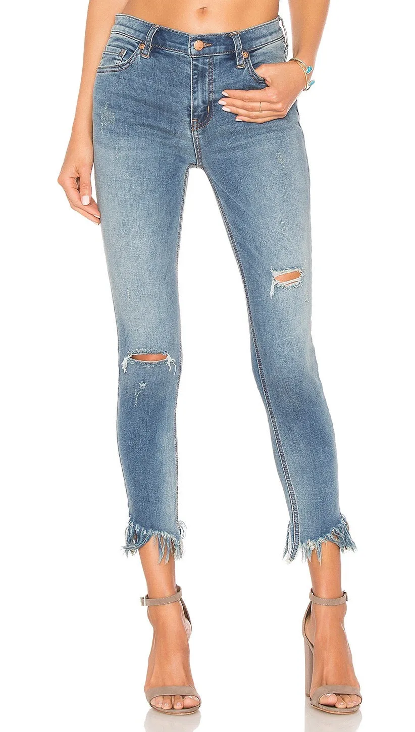 Free People Great Heights Frayed Skinny Blue Sky