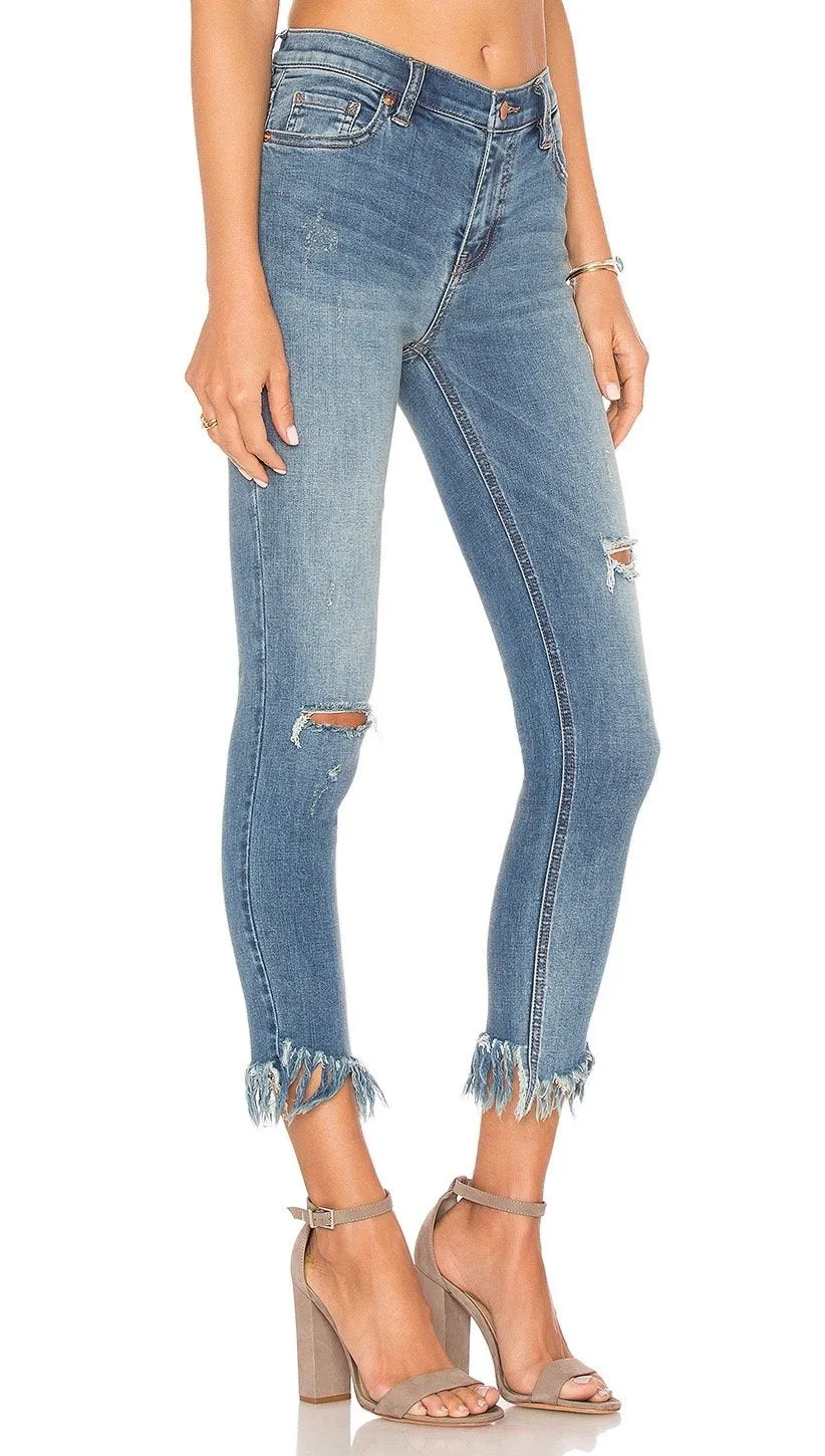 Free People Great Heights Frayed Skinny Blue Sky