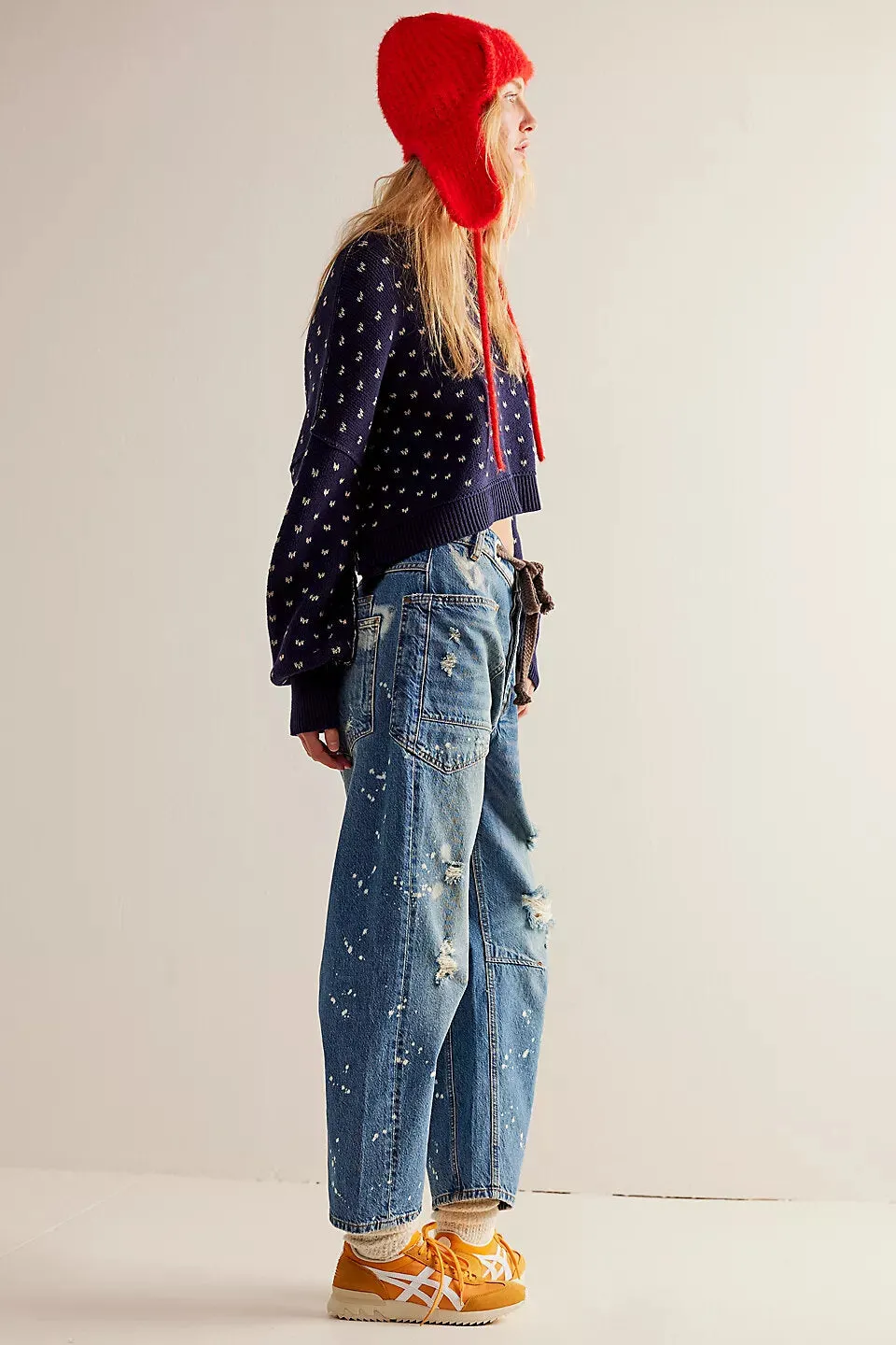 Free People Moxie Pull-On Barrel Jeans in Calypso