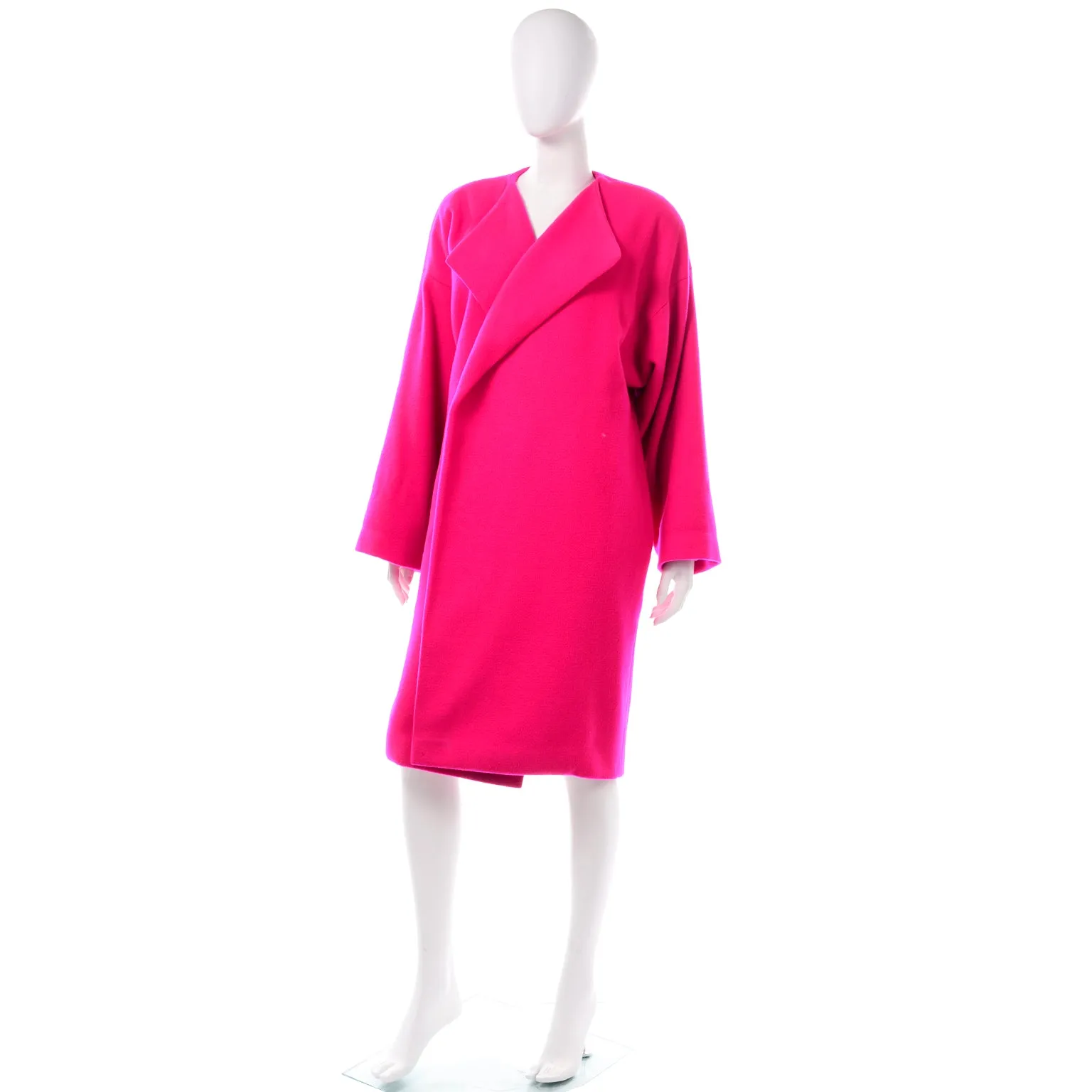 F/W 1989 Rare Vintage Patrick Kelly Paris Hot Pink Cashmere Wool Blend Coat