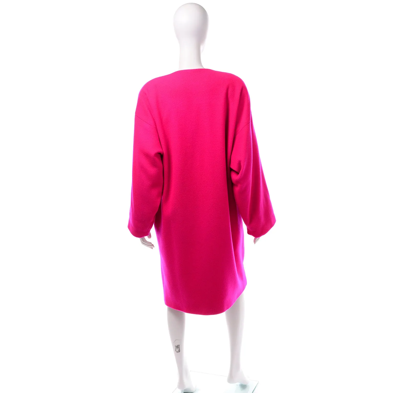 F/W 1989 Rare Vintage Patrick Kelly Paris Hot Pink Cashmere Wool Blend Coat