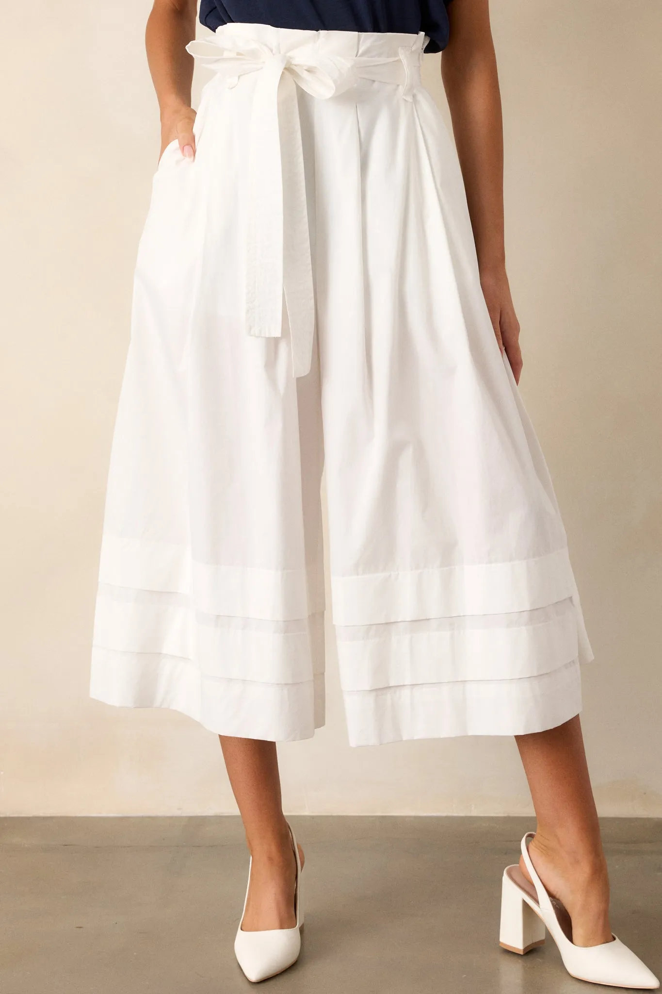 Glimpse In Time 100% Cotton White Palazzo Pants