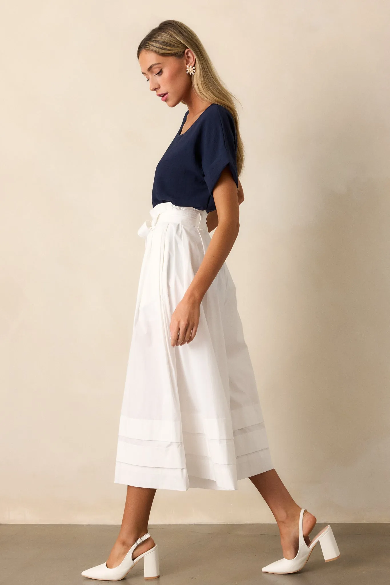 Glimpse In Time 100% Cotton White Palazzo Pants