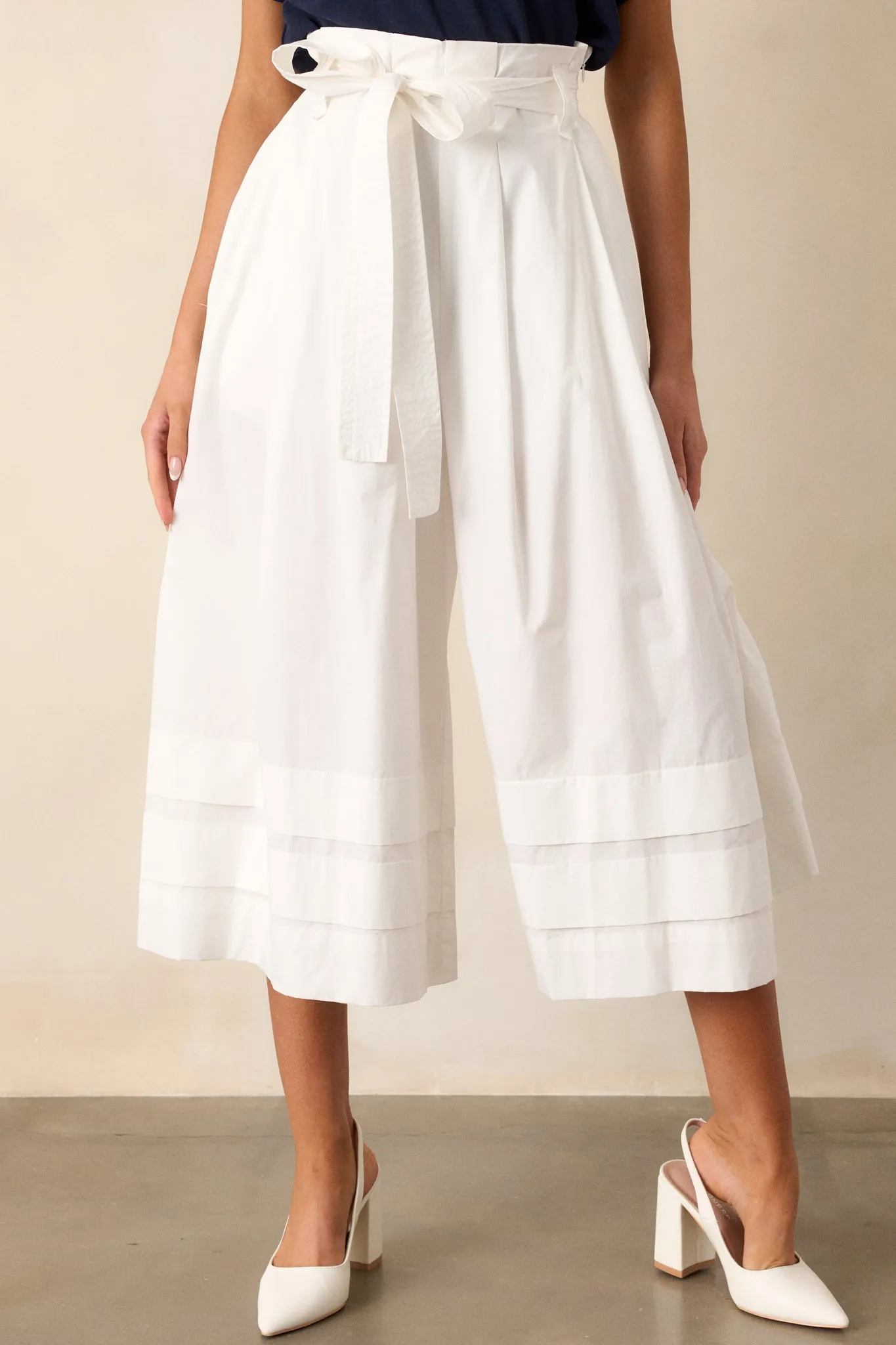 Glimpse In Time 100% Cotton White Palazzo Pants