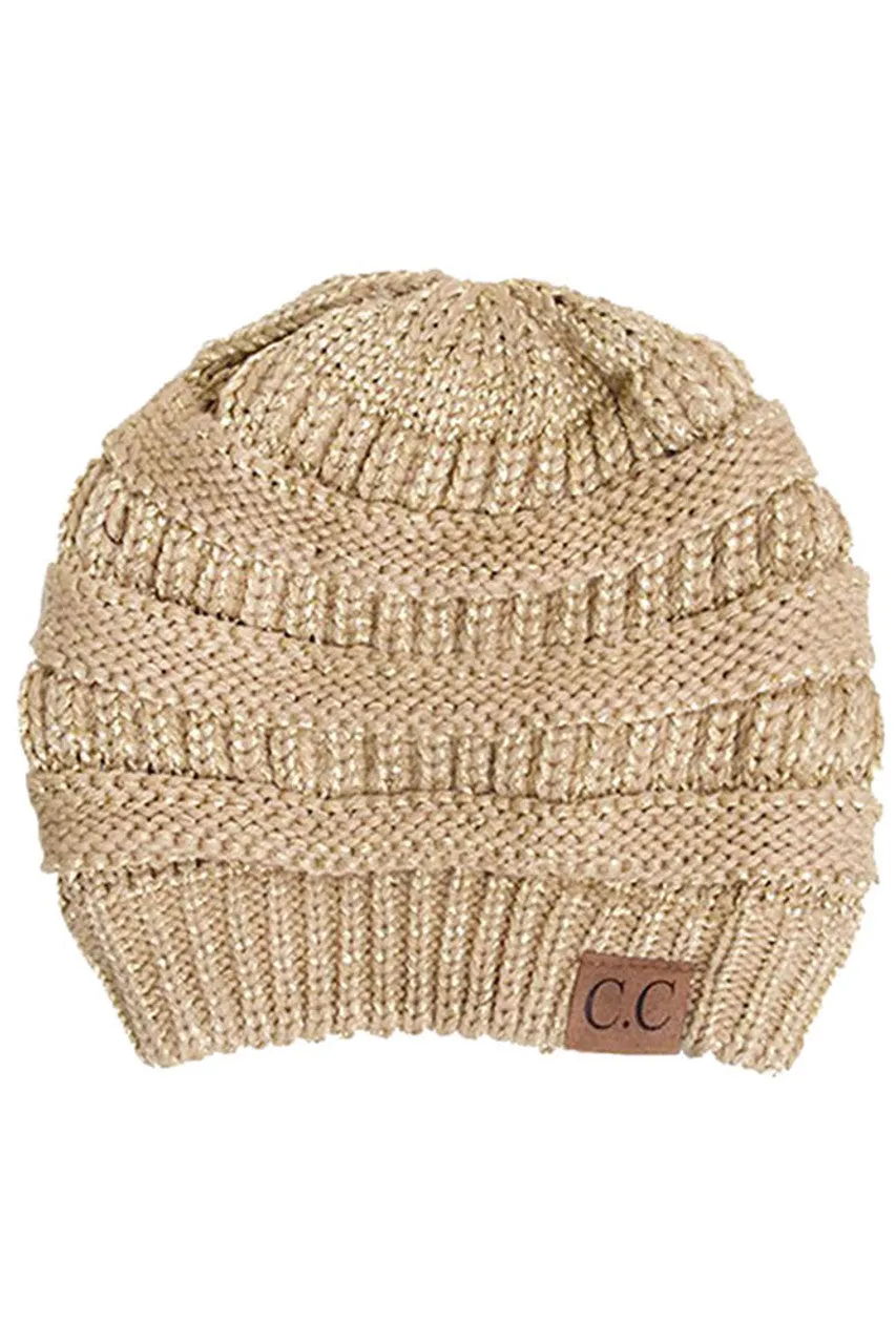 Gold Metallic CC Beanie