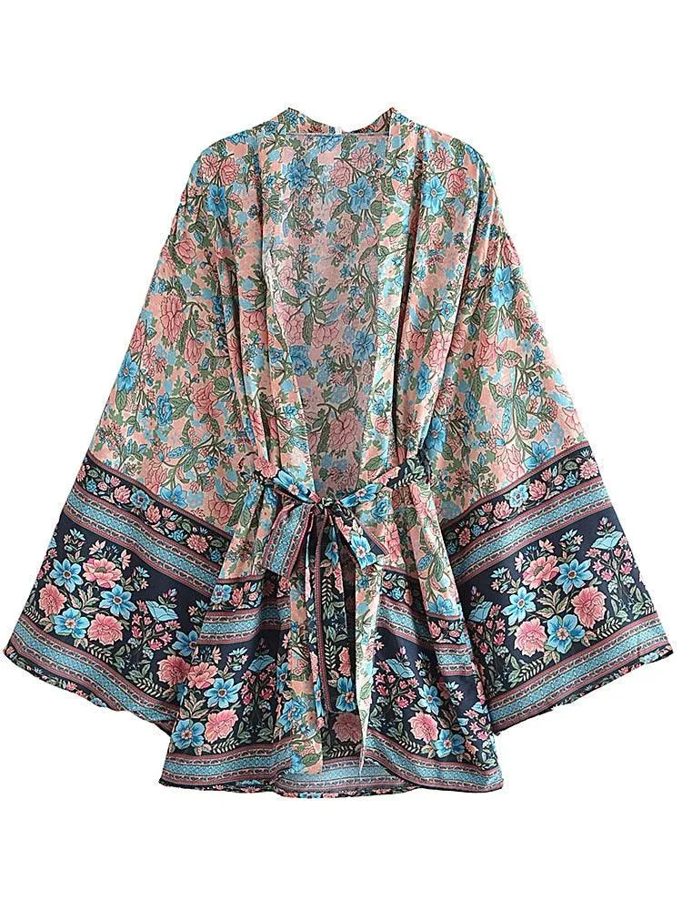 Handmade Bohemian Kimono, Bohemian Short Kimono, Beach Cover Up Kimono, Vintage Bohemian Kimono, Beach Dress Kimono, Boho Short Kimono