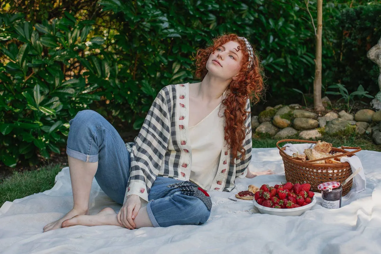 Happy Days Gingham and Stawberries Cropped Bamboo Kimono