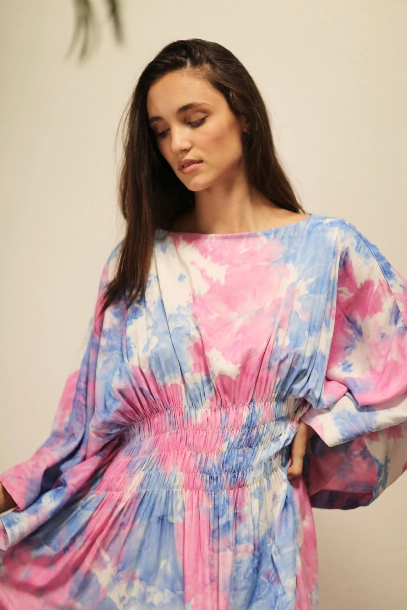 HECATE TWIN BLUE PINK KAFTAN DRESS