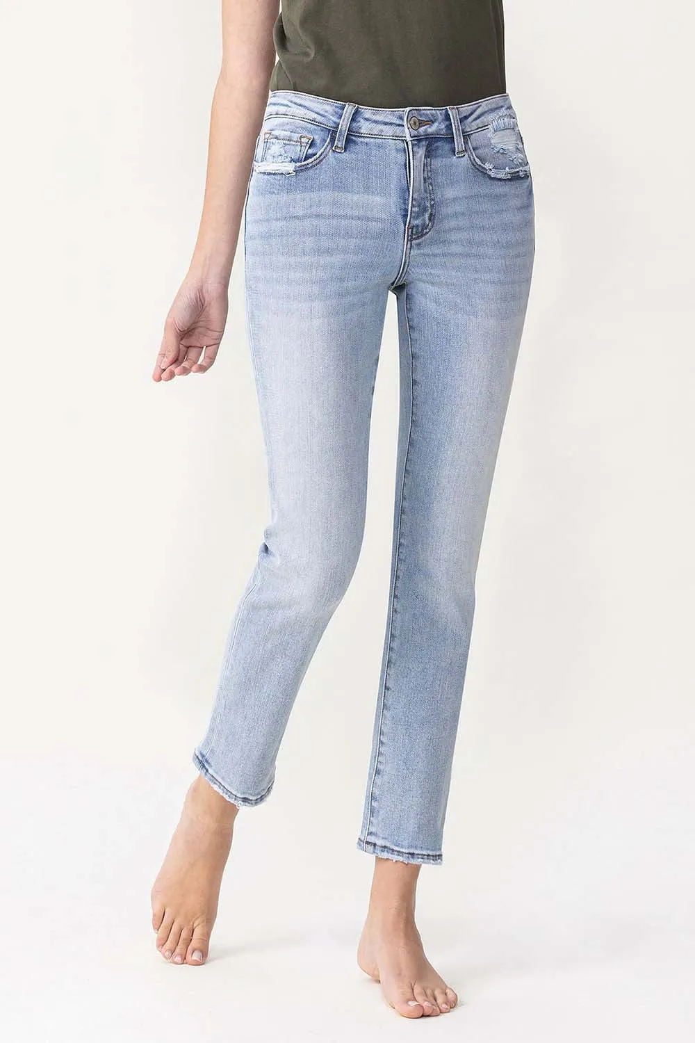 Here For Now Mid Rise Straight Leg Jeans