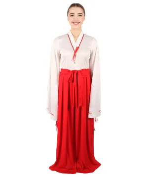 HPO Adult Women's Anime Priestess Red Kimono Costume I Perfect for Halloween I Flame-retardant Synthetic Fabric